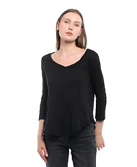 Wilt Clothing Women's 3/4 Sleeve V-Neck Shirttail Tee