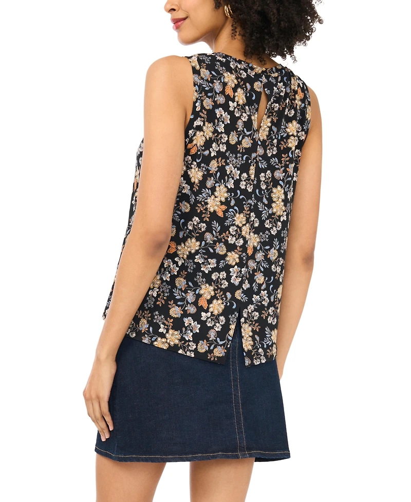 Vince Camuto Women's Floral-Print Keyhole Sleeveless Top