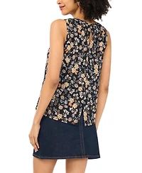 Vince Camuto Women's Floral-Print Keyhole Sleeveless Top