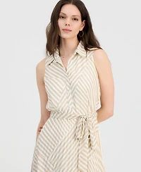 Sandra Darren Petite Printed Pleated Maxi Dress