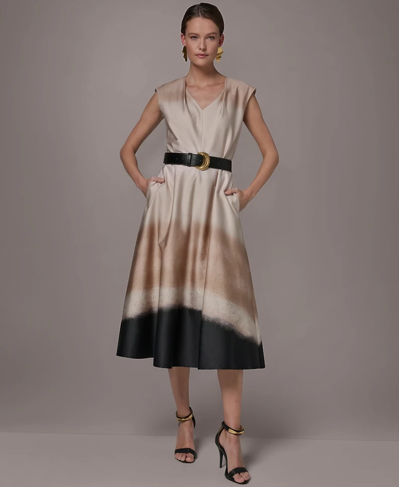 Donna Karan New York Women's Printed V-Neck Dress