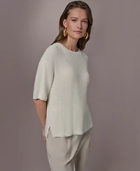 Donna Karan New York Women's Short-Sleeve Oversized Sweater