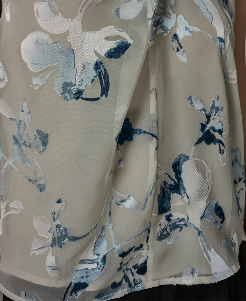 Donna Karan New York Petite Flocked Floral Top