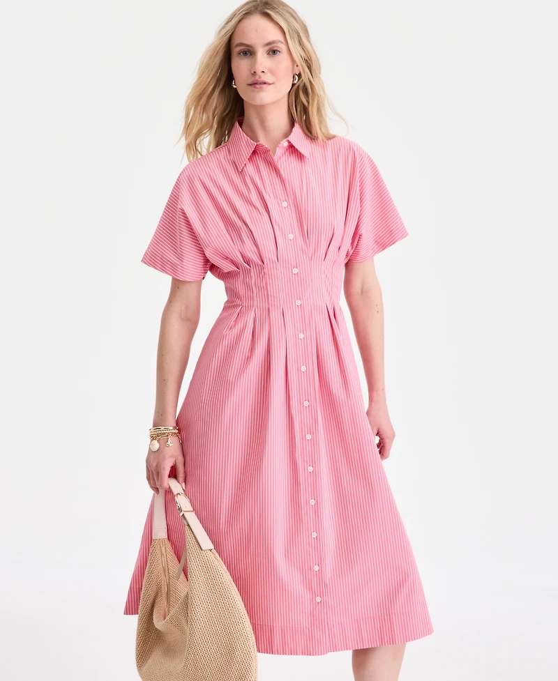 On 34th Women's Pleated Waist Midi Shirtdress, Macy's Exclusive