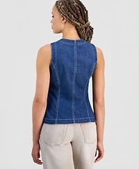 Liverpool Los Angeles Juniors' Crewneck Button-Front Denim Vest