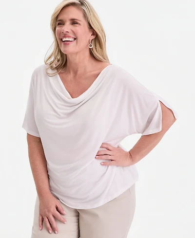 Jm Collection Plus Cowl-Neck Flutter-Sleeve Top, Macy's Exclusive