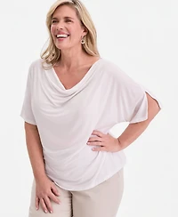 Jm Collection Plus Cowl-Neck Flutter-Sleeve Top, Macy's Exclusive