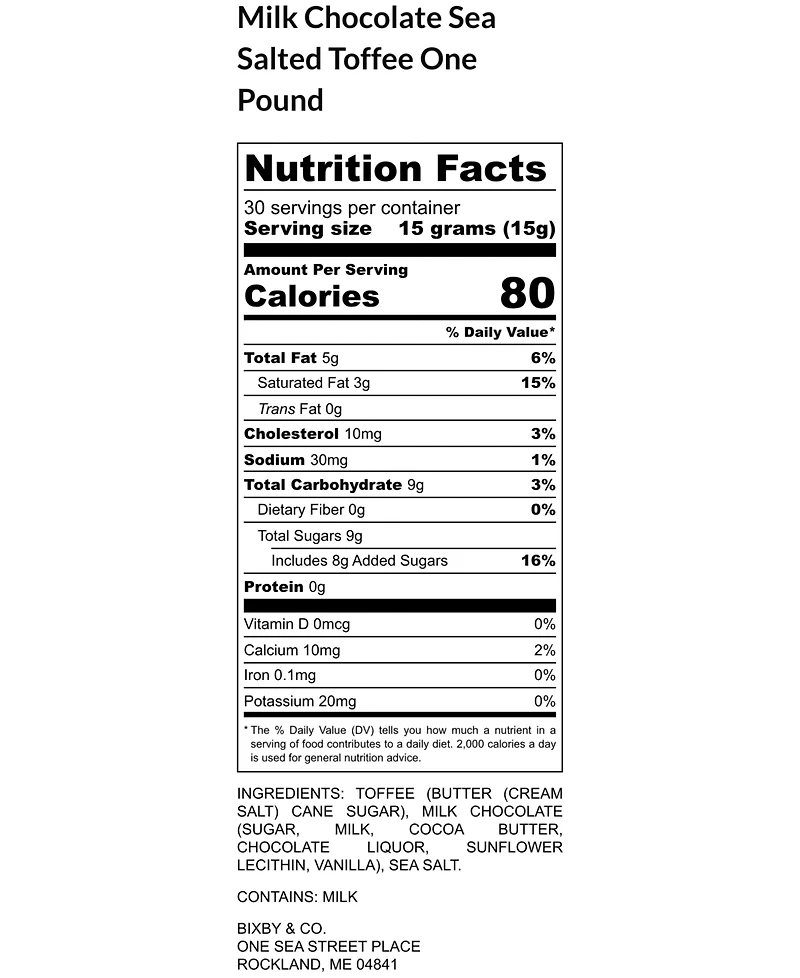 Bixby Chocolate Milk Chocolate Sea Salted Toffee Gift Box, 1 lb