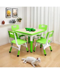 gaomon Modern Kids Table and 4 Chair Set, Height Adjustable Toddler Tables and 4 Chairs with Non-Slip Desk