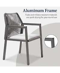 Best Choice Products Set of 2 Indoor/Outdoor Aluminum Woven Rope Dining Chairs w/ Armrests