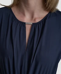 Dkny Women's Cap-Sleeve Jewel Neck Keyhole Midi Dress