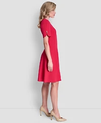 Dkny Women's Short-Sleeve Jewel Neck Dress