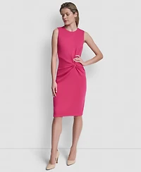 Dkny Women's Sleeveless Jewel Neck Knot Front Dress