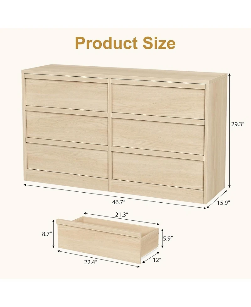 gaomon Drawer Dresser for Bedroom, in Wide Natural Oak Chest of Drawers with Large Storage, Wooden Dresser Organizer for Living Room, Nursery