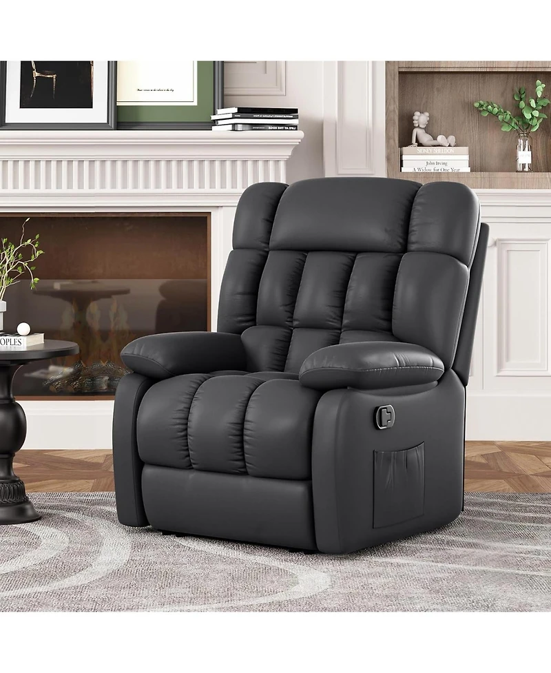 Clihome Upholstered Rocker Recliner Chair with Side Pocket,Ergonomic 110°-160°Adjustable Reclining Chairs for Adults