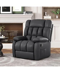 Clihome Upholstered Rocker Recliner Chair with Side Pocket,Ergonomic 110°-160°Adjustable Reclining Chairs for Adults