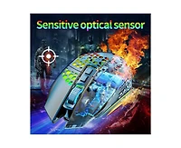 Risokeys 2.4G Wireless Rechargeable Gaming Mouse, Honeycomb Hollow Design, Rgb Backlight, 3-Speed Dpi,Silent Click,for Gamers,Office Workers