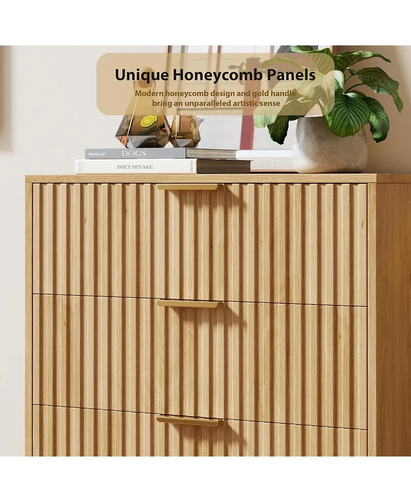 gaomon 5 Drawer Dresser for Bedroom, 48 in Tall Modern Chest of Drawers with Deep Drawers , Fluted Wooden Dresser Organizer for Living Room