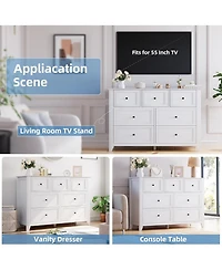 gaomon White 7 Drawer Dresser for Bedroom – 54" Wide Modern Wooden Chest with Deep Drawers, Metal Knobs, for Hallway, Entryway