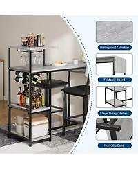 gaomon Kitchen Table Dining Table Set for 2 3-Piece Expandable Bar Table and Chairs Set