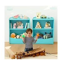 gaomon 2 Tier Toy Storage Organizer for Kids,Wood Kids Bookshelf and Organizer,Book Display Shelf Rooms Playroom