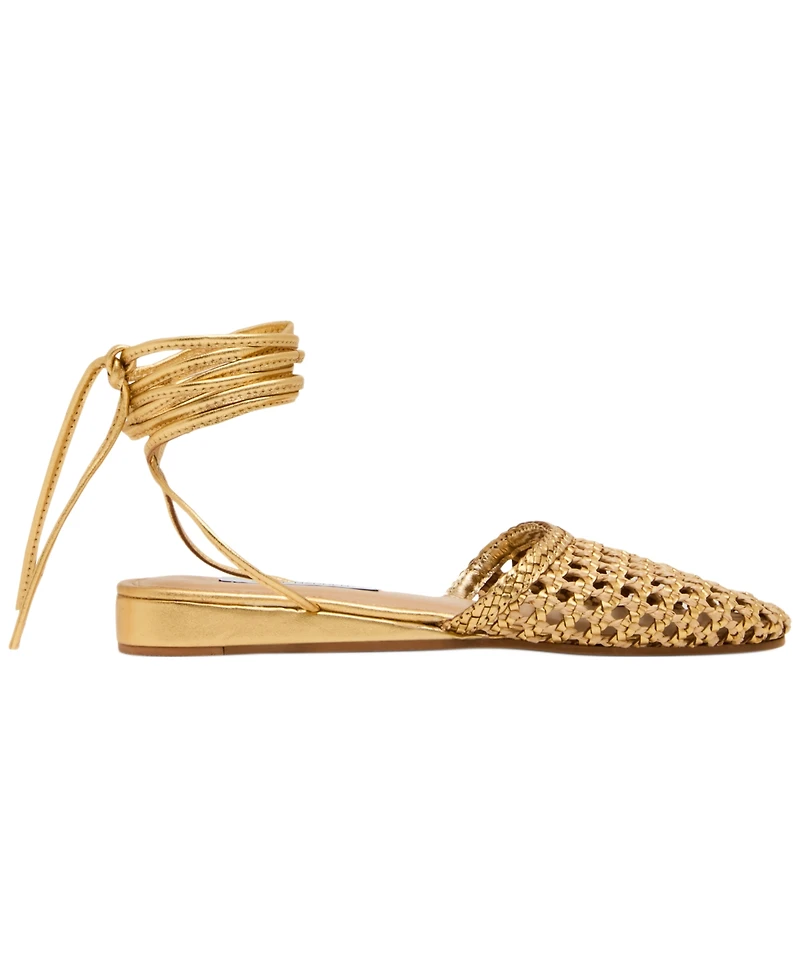 Steve Madden Women's Woven Leg-Wrap Round Toe Flats