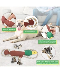 Aostirmotor Durable Duck Dog Toy for Aggressive Chewers, Interactive Plush with Squeaker & Crinkle Sound for Tug-of-War and Play