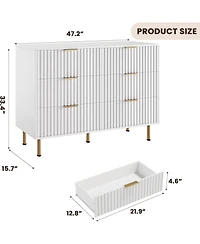 gaomon Zebra Six-Drawer Cabinet with Large Desktop, Modern Honeycomb Design, Handle, Practical Storage Solution, and Artistic Sense for Bedroom
