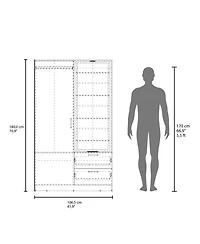 Fm Furniture Thatcher Armoire- wardrobe, shoe storage and 2 - drawer, White