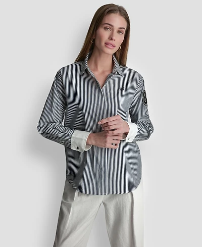 Dkny Women's Striped Button-Down Shirt