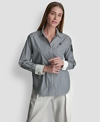 Dkny Women's Striped Button-Down Shirt