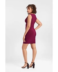 S3 Apparel Women's Sculpting Shapewear Shirred Waist V-Neck Mini Dress