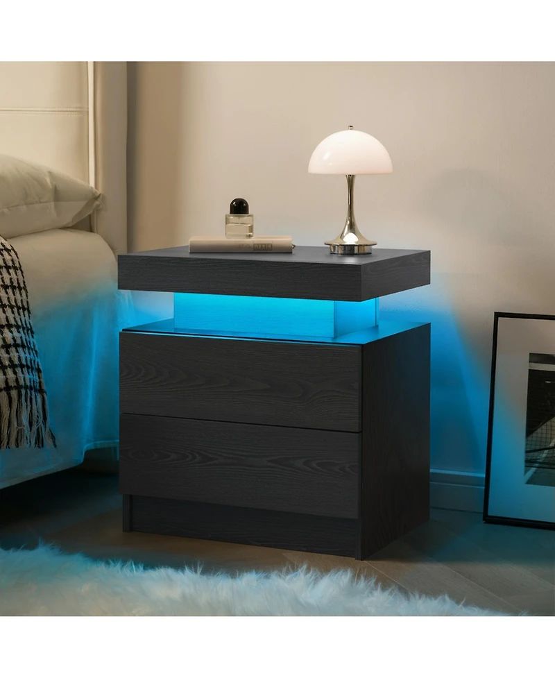 Rainsken Led Nightstand with 2 Drawers