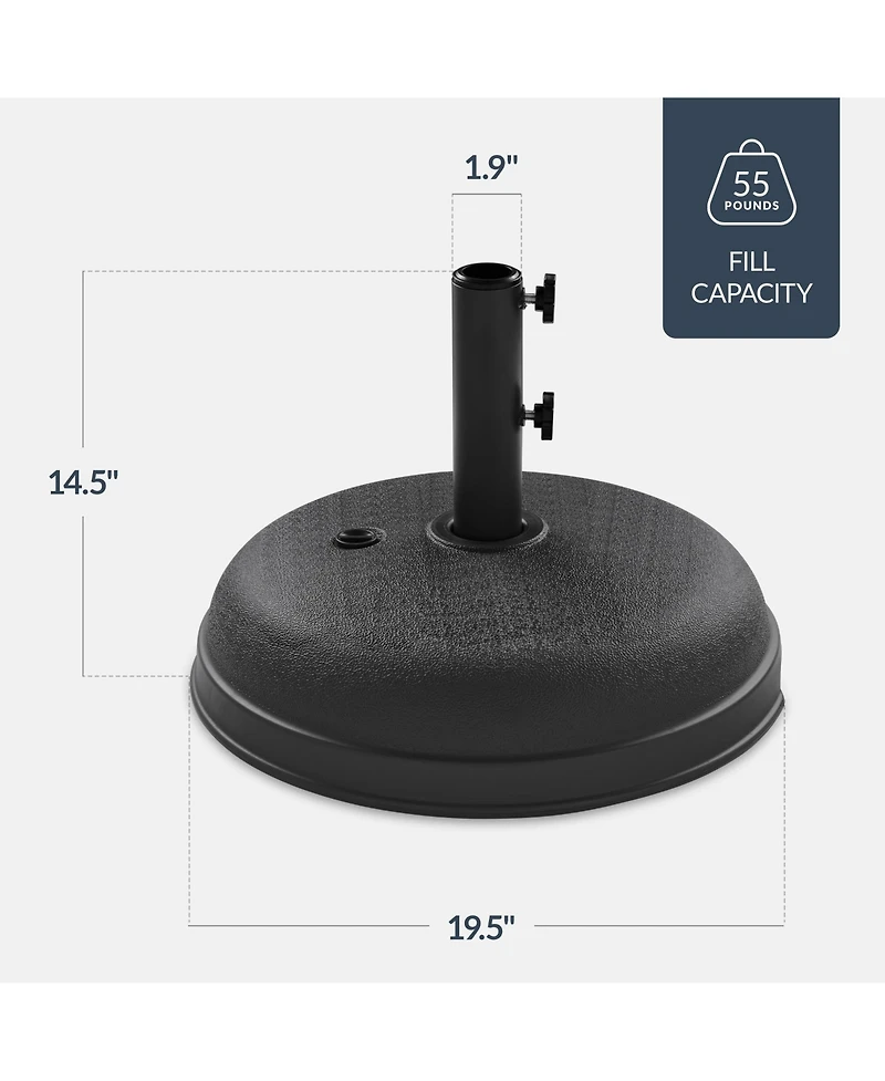 Best Choice Products Fillable Plastic Patio Umbrella Base Stand, Pole Holder w/ Adjustment Knob, Round Dome