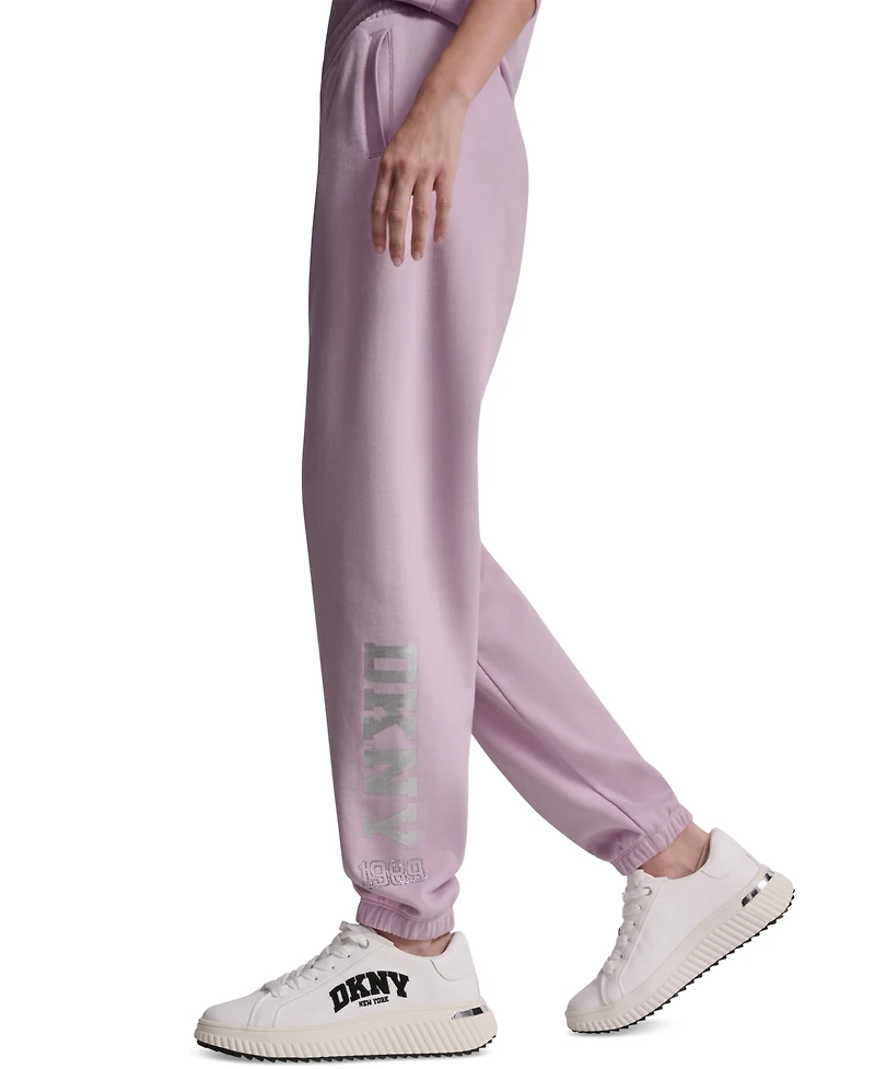 Dkny Sport Women's 1989 Rhinestone Logo High-Rise Relaxed Joggers