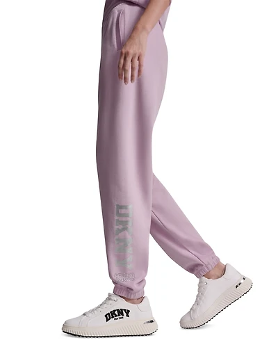 Dkny Sport Women's 1989 Rhinestone Logo High-Rise Relaxed Joggers