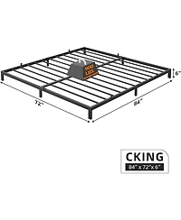gaomon Heavy-duty metal California king bed frame, 6” high, steel slats, no box spring needed.