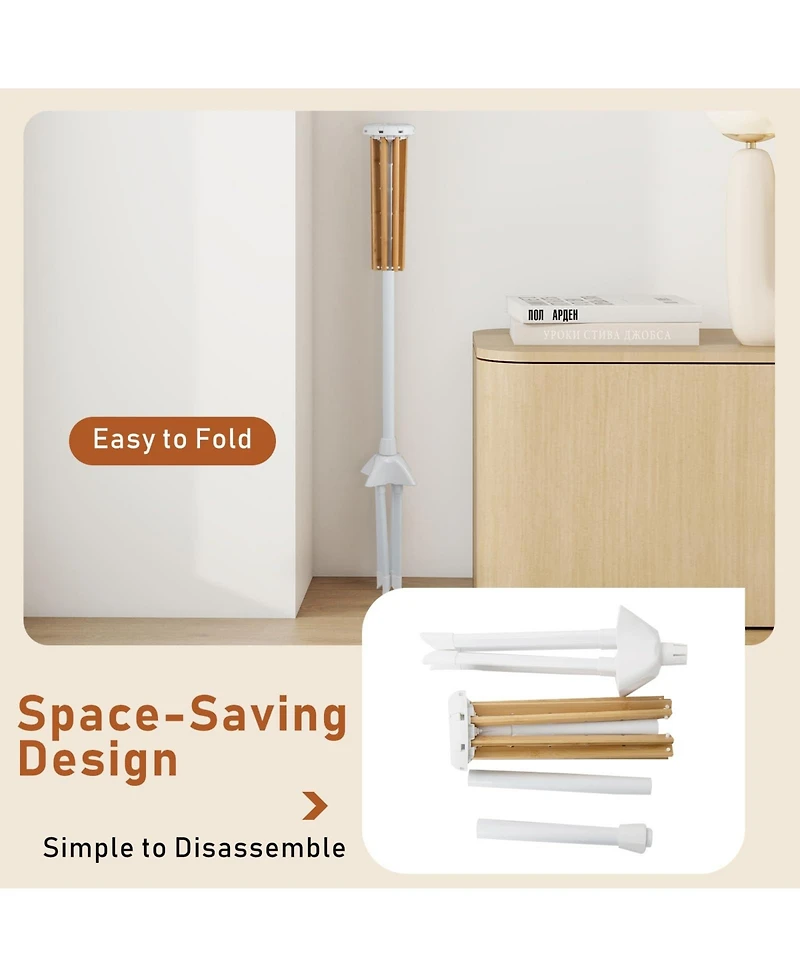 Ecooso 4-Leg Foldable Clothes Drying Rack with 8 Bamboo Rods and 40 Hanger Slots