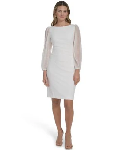 Jessica Howard Womens Long Pleated Side Tuck Sheath Dress