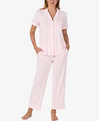 Kate Spade New York Sleepwear Short Sleeve Modal Jersey Notch Collar Crop Pj Set