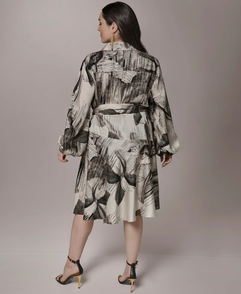 Donna Karan New York Plus Balloon-Sleeve Shirt Dress