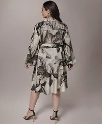 Donna Karan New York Plus Balloon-Sleeve Shirt Dress