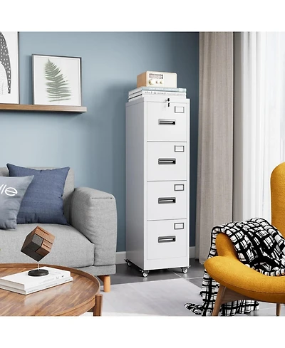 gaomon Heavy Duty Steel File Cabinet with 4 Lockable Drawers – Vertical Organizer for A4/Letter/Legal Documents – Independent Locks