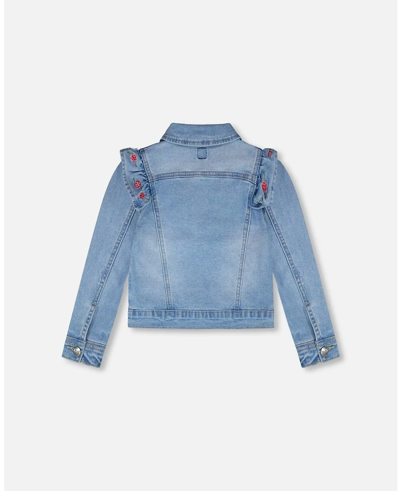 Deux par Girl Light Blue Denim Jacket with Embroidery - Toddler|Child