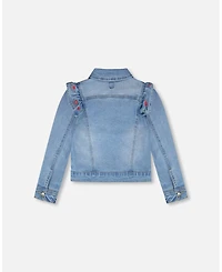 Deux par Girl Light Blue Denim Jacket with Embroidery - Toddler|Child