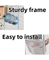 Rainsken 2-Tier Laundry Hamper Sorter, Rolling Laundry Baskets with Wheels, Removable, Stackable Laundry Cart with Hanging Bar for Small Space, Dorm