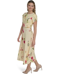 Jessica Howard Petite Jewel Neck Novelty Short-Sleeve Dress