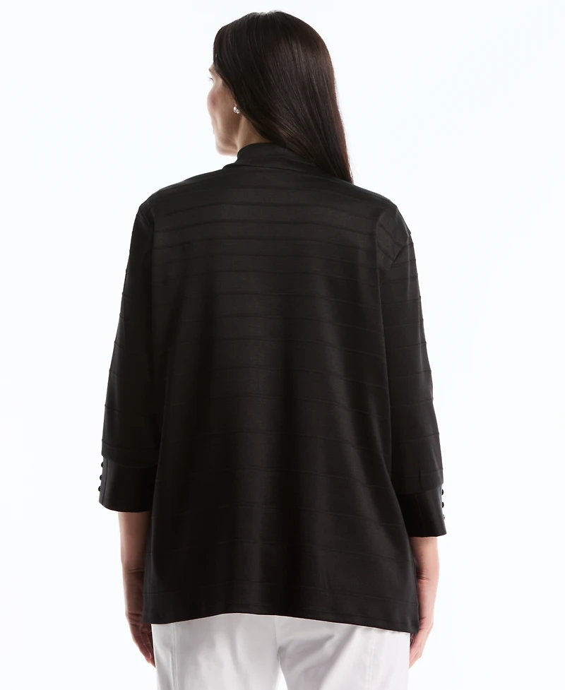 Rafaella Plus Ottoman Open Front Knit Cardigan Sweater