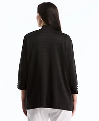 Rafaella Plus Ottoman Open Front Knit Cardigan Sweater