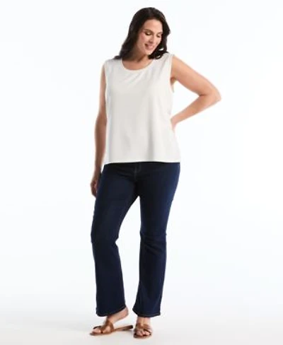 Rafaella Plus Size Ottoman Open Front Knit Cardigan Sweater Sleeveless Crewneck Top